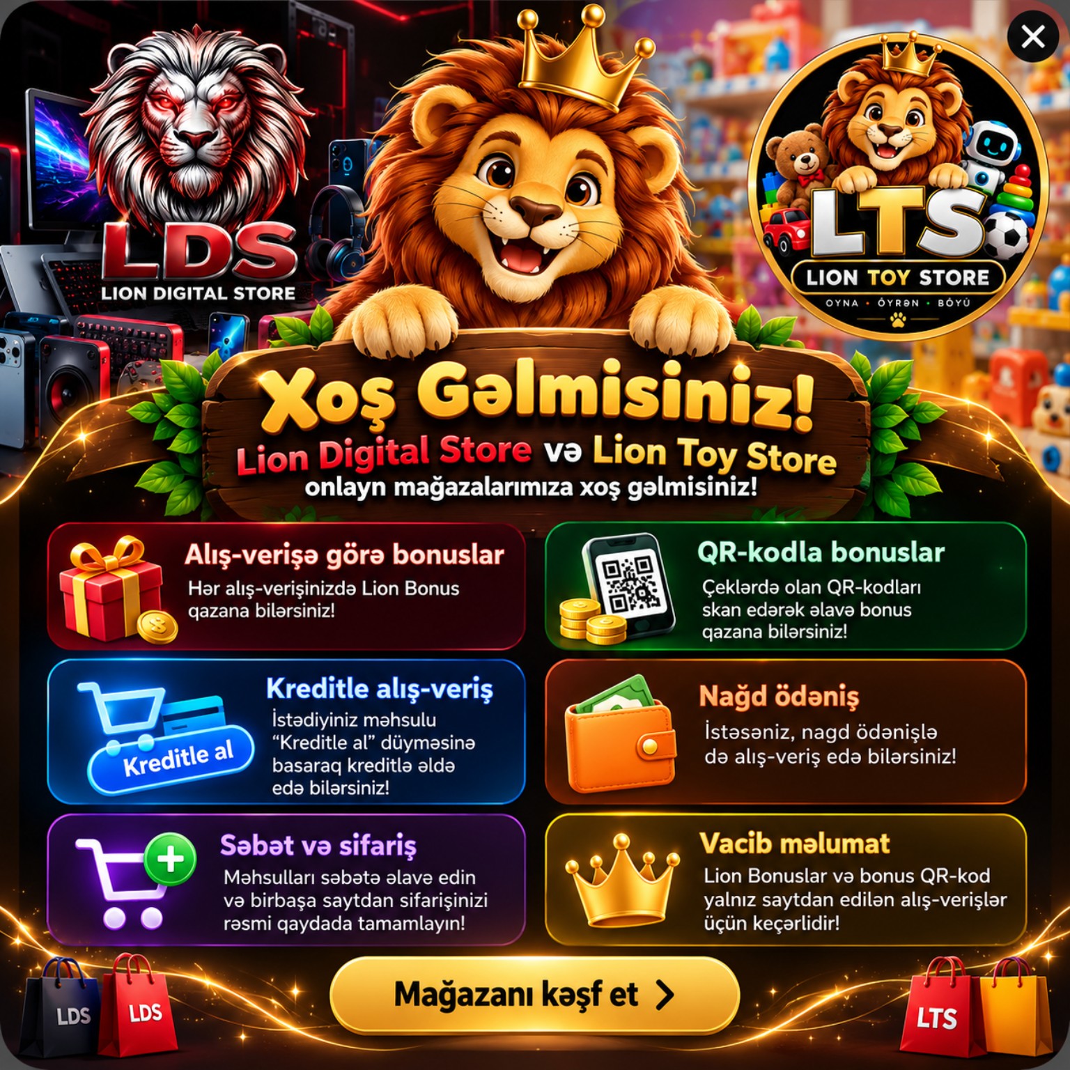 Lion Digital Store və Lion Toy Store reklamı